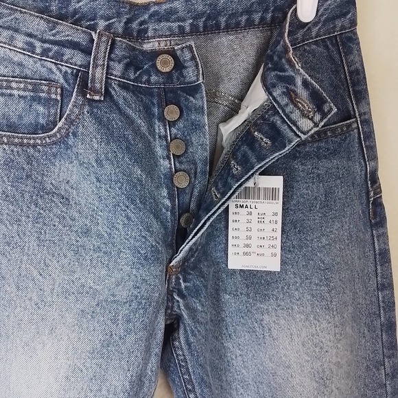 Brandy‎ Melville J Galt Mid Rise Button Fly Jeans Size Small in Med Wash Denim - Picture 6 of 14